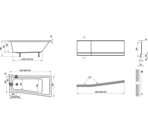 Ванна акриловая RAVAK BE HAPPY II 160х75 R белая C971000000