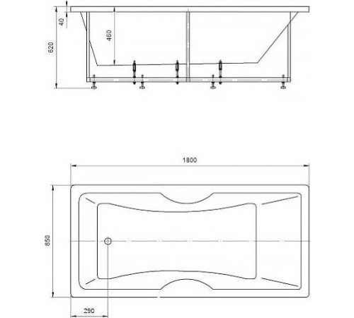 Ванна акриловая Radomir Феникс-180 с фронтальным экраном слив слева FEN180-0000069
