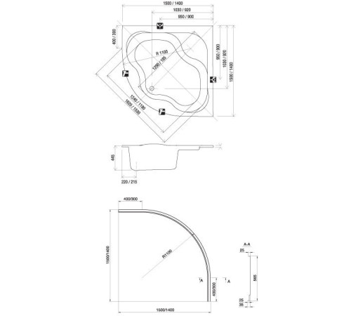 Ванна акриловая RAVAK Gentiana 150х150 см CG01000000