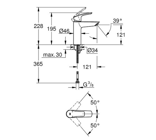 Смеситель для раковины GROHE Eurosmart M-Size хром 23324003