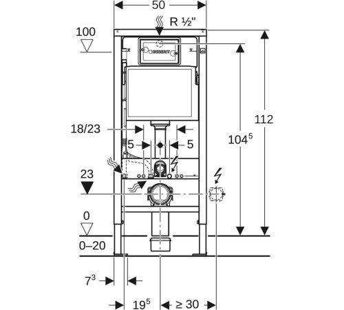 Инсталляция Geberit Duofix Delta с клавишей Delta50 черный глянцевый 458.128.DW.1