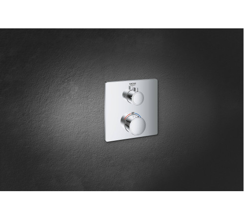 Термостат для душа GROHE Grohtherm с переключателем на 2 положения квадратная розетка хром 24079000