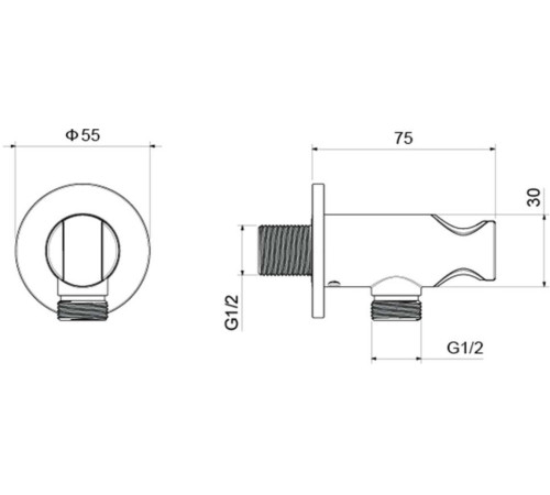 Шланговое подсоединение с держателем Aquatek матовый черный AQ2460MB