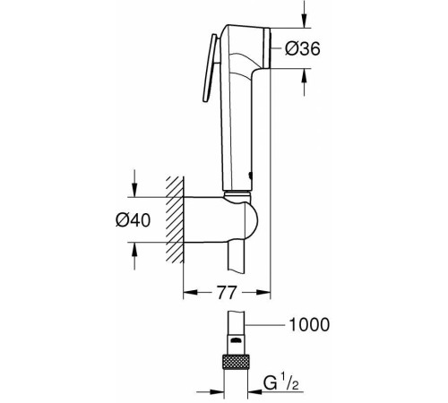 Душевой набор GROHE Tempesta-F Trigger Spray 30 с держателем и шлангом 1000 мм хром 26352000