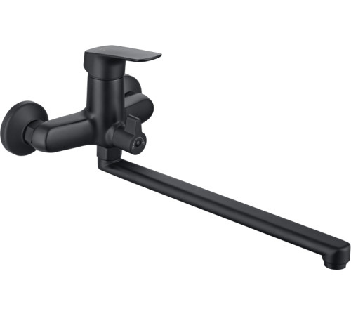 Смеситель для ванны с длинным изливом Aquanet Vega матовый черный AQ1042MB