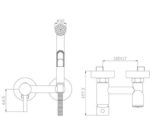 Смеситель для гигиенического душа Rossinka Silvermix X25-52 хром X25-52