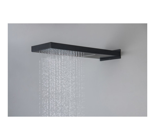Верхний душ настенный Aquanet 2 jet 550x170x30 мм матовый черный AQ2085MB