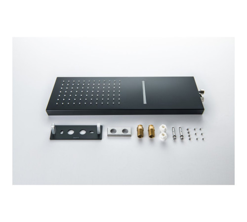 Верхний душ настенный Aquanet 2 jet 550x170x30 мм матовый черный AQ2085MB