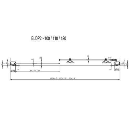 Душевая дверь раздвижная RAVAK Blix BLDP2-120 блестящий Transparent 0PVG0C00Z1