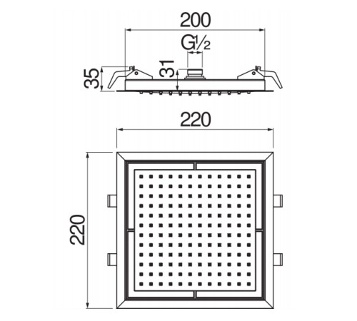 Верхний душ Rossinka AD139/34CCR 22х22 см хром AD139/34CCR
