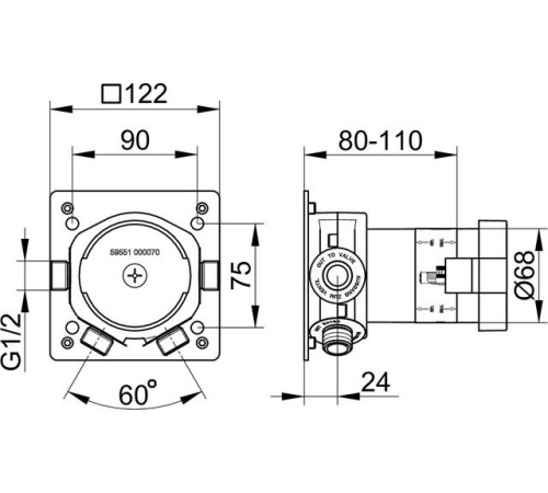 Встраиваемая часть для однорычажного смесителя KEUCO IXMO DN 15 59551000070