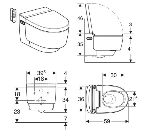 Унитаз-биде подвесной Geberit AquaClean Mera Comfort белый 146.210.11.1