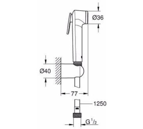 Набор для гигиенического душа GROHE Tempesta-F с держателем и шлангом 1250 мм белая луна 26356IL0