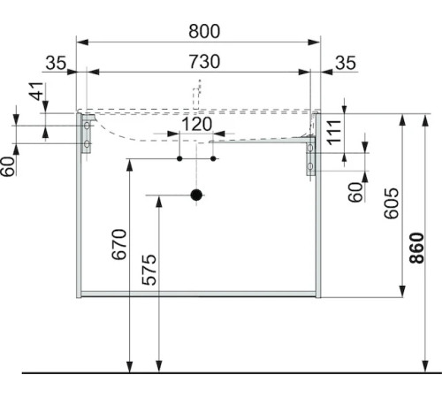 Тумба под умывальник KEUCO PLAN 800x490x605 мм кашемир 32962180000