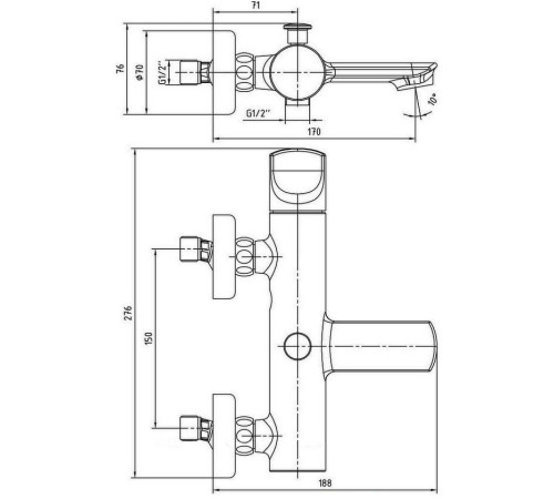 Смеситель для ванны VitrA Myra 102102470HEX