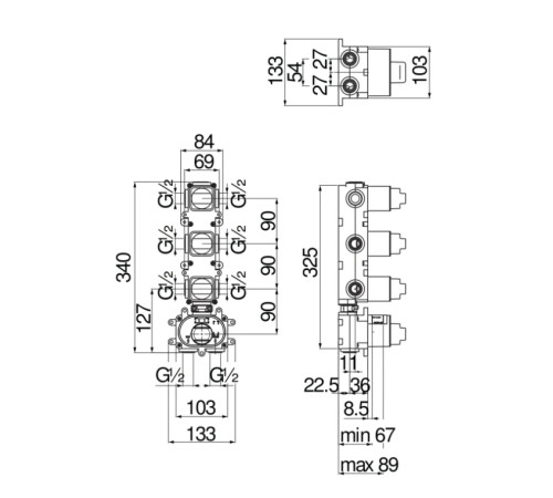 Смеситель термостатический Paffoni скрытая часть WE00104