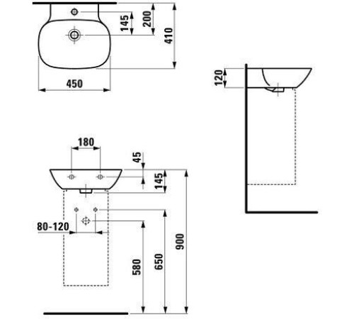 Раковина Laufen Ino 450х410х120 мм SaphirKeramik 8.1530.1.000.104.1