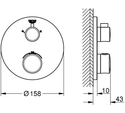 Термостат для душа GROHE Grohtherm с переключателем на 2 положения хром 24076000