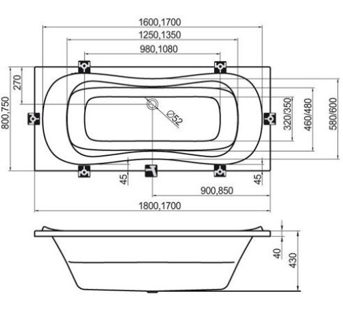 Ванна акриловая RAVAK Campanula II 180х80 см белая CB21000000