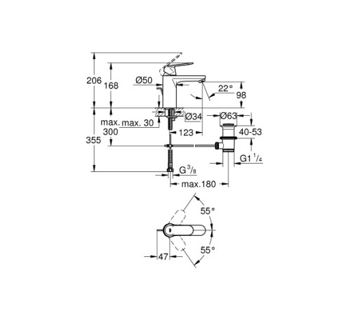 Смеситель для раковины GROHE Eurosmart Cosmopolitan M-Size с донным клапаном хром 23325000