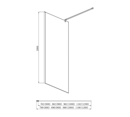 Душевая перегородка Aquanet Walk In WIW 09020GM 900x2000 мм с держателем оружейная сталь AQ WIW 09020GM