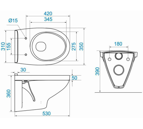 Унитаз подвесной Santek Бореаль с сиденьем из дюропласта 1.WH30.1.977