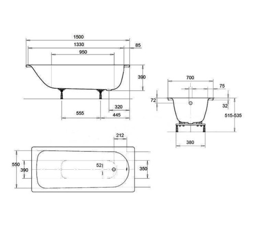 Ванна стальная KALDEWEI Eurowa 310-1 150х70 см 119612030001