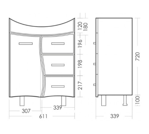 Комплект Тумба напольная Dreja Лира с умывальником Лагуна 65 SET_Лира/Лагуна-65