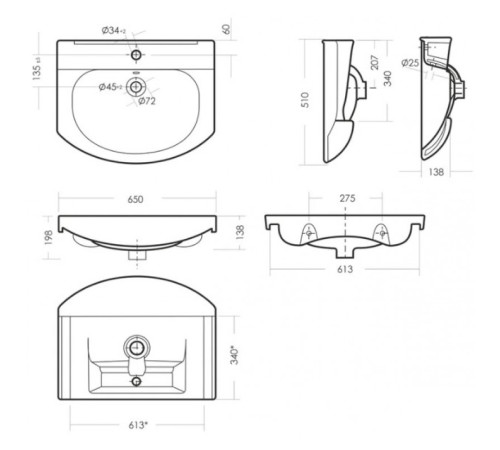 Комплект Тумба напольная Dreja Лира с умывальником Лагуна 65 SET_Лира/Лагуна-65