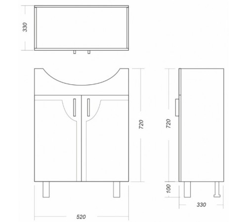 Комплект Тумба напольная Dreja Идеал с умывальником Реал 56 SET_Идеал/Реал-56
