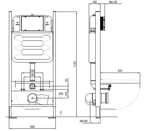 Комплект инсталляции с унитазом AQUATEK КЛАССИК T Tornado (без клавиши и крепежа) КЛАССИК T