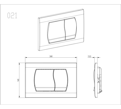 Панель смыва Kordi KDI-0000047 хром глянец прямоугольные кнопки KDI-0000047