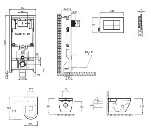 Унитаз с инсталляцией Jacob Delafon Rodin+ сиденье тонкое микролифт клавиша хром E21749RU-00