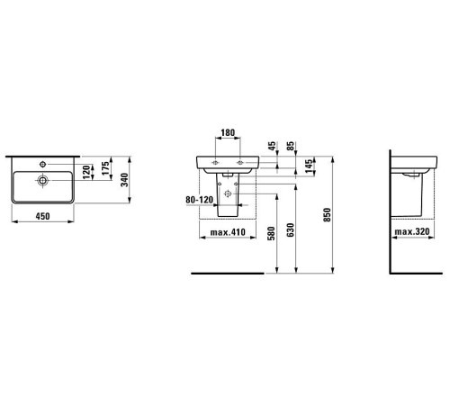 Мини-раковина Laufen Pro S 480x280 мм 8.1596.1.000.104.1