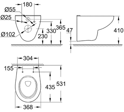 Унитаз подвесной безободковый GROHE Bau Ceramic 39427000