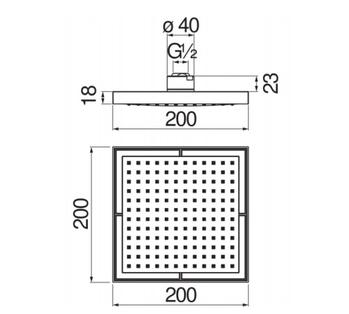 Верхний душ Rossinka AD139/17CCR 20х20 см хром AD139/17CCR
