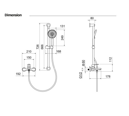 Смеситель для ванны Aquanet Лугано с душевым гарнитуром 3jet шлифованное золото AQ1748BG