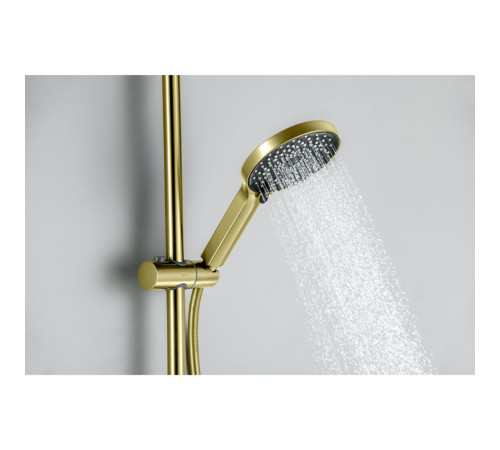 Смеситель для ванны Aquanet Лугано с душевым гарнитуром 3jet шлифованное золото AQ1748BG