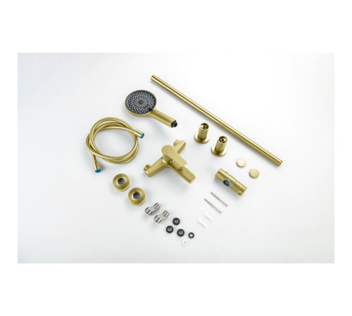 Смеситель для ванны Aquanet Лугано с душевым гарнитуром 3jet шлифованное золото AQ1748BG