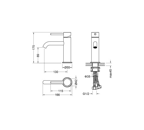 Смеситель для раковины Aquanet Европа AQ1310BGM без донного клапана оружейная сталь AQ1310BGM