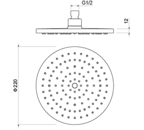 Верхний душ круглый Aquanet 220x12 мм хром AQ2086CR
