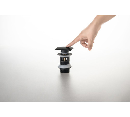 Донный клапан Aquatek Push-open с переливом квадратная крышка матовый черный AQ6004MB