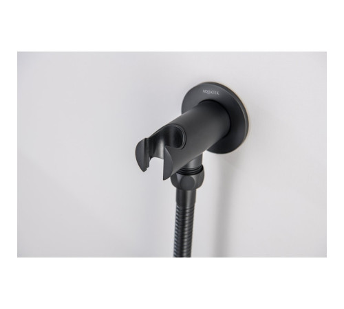 Шланговое подсоединение с держателем Aquatek матовый черный AQ2460MB