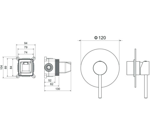 Смеситель для душа скрытого монтажа Aquanet Европа 1 режим хром AQ1366CR
