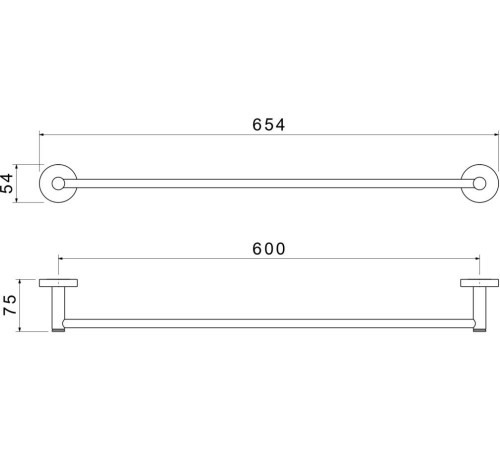 Полотенцедержатель Aquanet Европа 600 мм матовый черный AQ4114MB