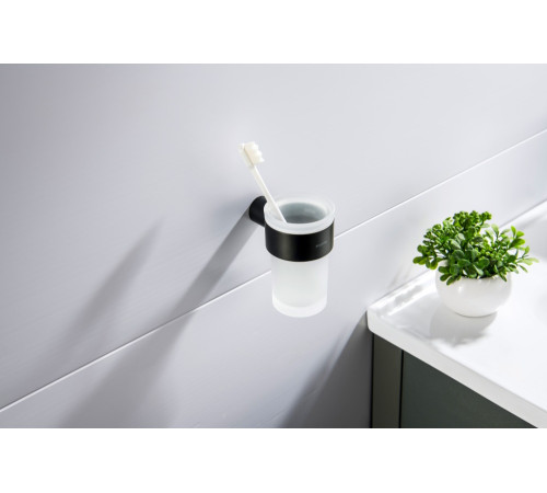 Стакан с держателем Aquatek Лира матовый черный AQ4427MB