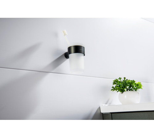 Стакан с держателем Aquatek Лира матовый черный AQ4427MB