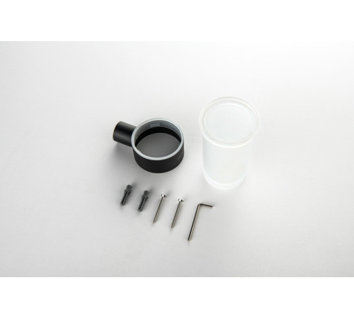 Стакан с держателем Aquatek Лира матовый черный AQ4427MB