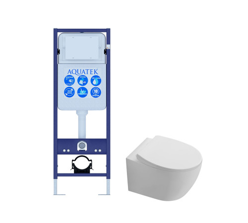 Комплект инсталляции AQUATEK Сириус (рама INS-0000017, унитаз AQ1582T-00 Tornado, сиденье soft-close) СИРИУС-INS17