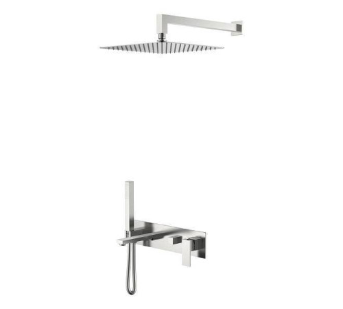 Смеситель для ванны встраиваемый Boheme Qubic 42x18.8x10 см никель брашированный 474-NB